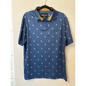 Flomotion Men's Large Blue Performance Golf Polo Shirt Cocktails Short Sleeve